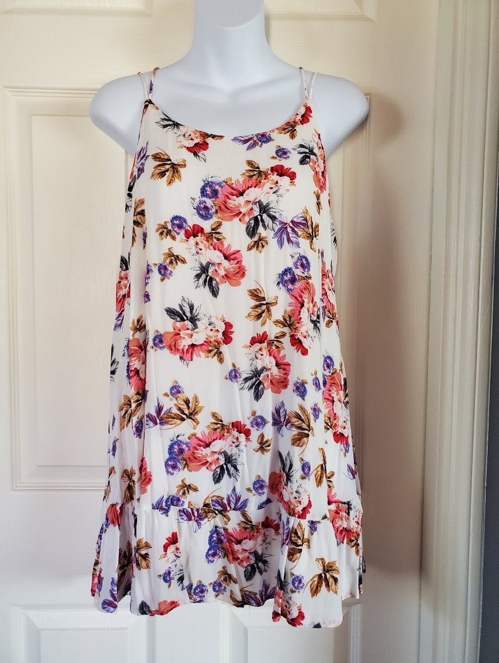 Floral Mini Dress Cross Back Spaghetti Straps Y2K Fairy Flutter Summer Pullover